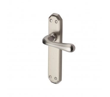 Heritage Brass Charlbury Door Handles On Backplate - Satin Nickel