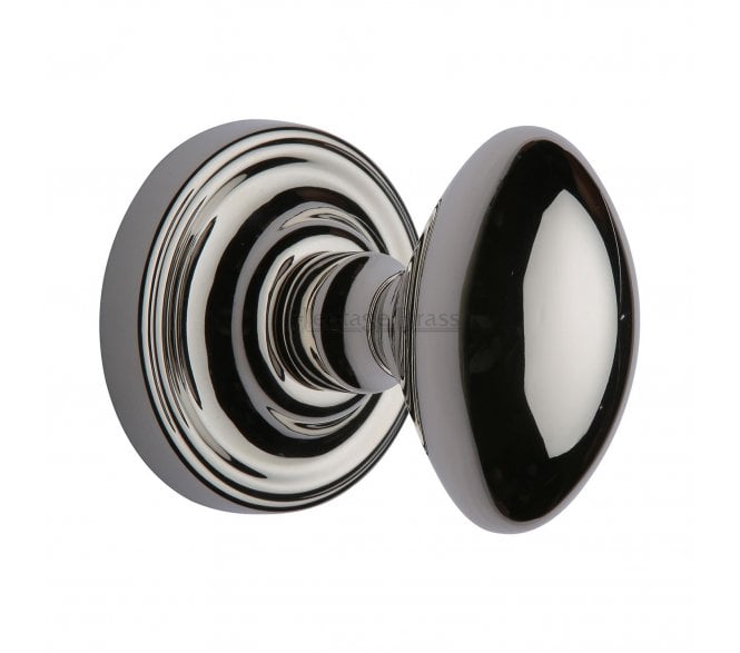 Heritage Brass Chelsea Oval Mortice Knobs - Polished Nickel