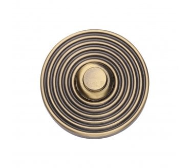 Heritage Brass Circular Reeded Bell Push - Antique Brass