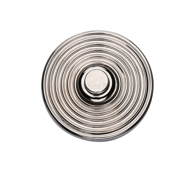 Heritage Brass Circular Reeded Bell Push - Polished Nickel