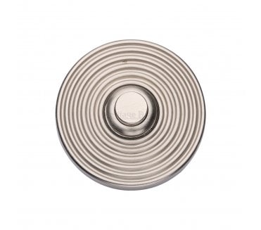 Heritage Brass Circular Reeded Bell Push - Satin Nickel