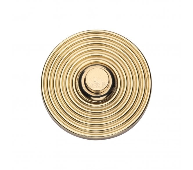 Heritage Brass Circular Reeded Bell Push - Unlacquered Brass