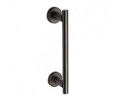 Heritage Brass Classic Door Pull Handles On Round Rose - Matt Bronze