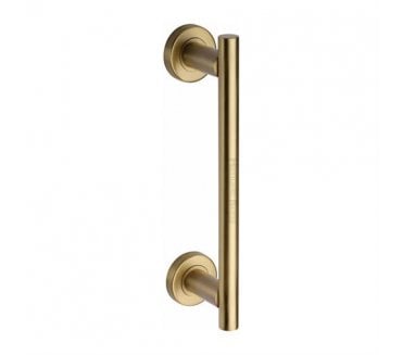 Heritage Brass Classic Door Pull Handles On Round Rose - Satin Brass
