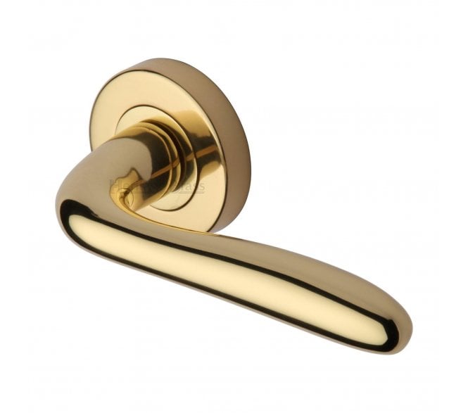 Heritage Brass COL1762 Columbus Door Handles On Round Rose - Polished Brass