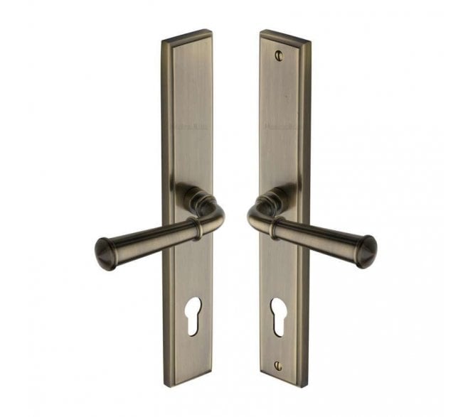Heritage Brass Colonial Multipoint Lock Handles, 92mm Centres - Antique Brass
