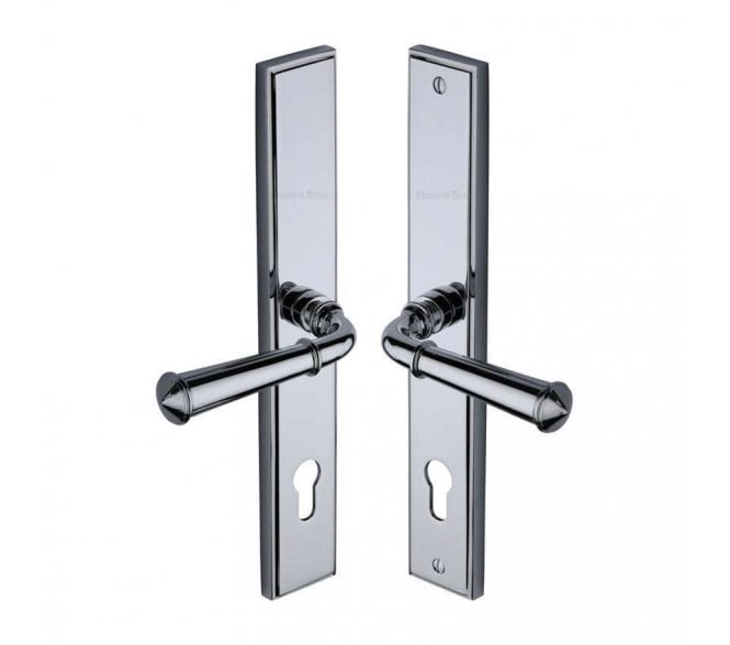 Heritage Brass Colonial Multipoint Lock Handles, 92mm Centres - Polished Chrome