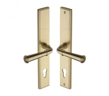 Heritage Brass Colonial Multipoint Lock Handles, 92mm Centres - Satin Brass