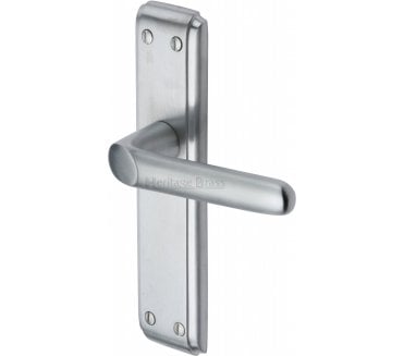 Heritage Brass DEC Art Deco Door Handles On Backplate - Satin Chrome