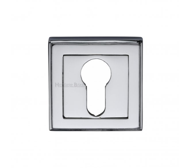 Heritage Brass DEC7020 Square Euro Profile Cylinder Escutcheon 54mm - Polished Chrome