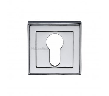 Heritage Brass DEC7020 Square Euro Profile Cylinder Escutcheon 54mm - Polished Chrome