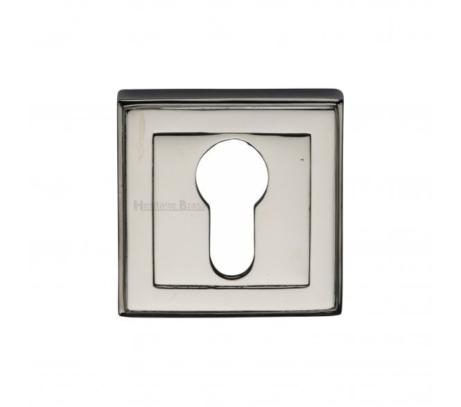 Heritage Brass DEC7020 Square Euro Profile Cylinder Escutcheon 54mm - Polished Nickel