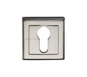 Heritage Brass DEC7020 Square Euro Profile Cylinder Escutcheon 54mm - Polished Nickel