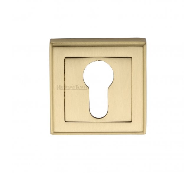 Heritage Brass DEC7020 Square Euro Profile Cylinder Escutcheon 54mm - Satin Brass