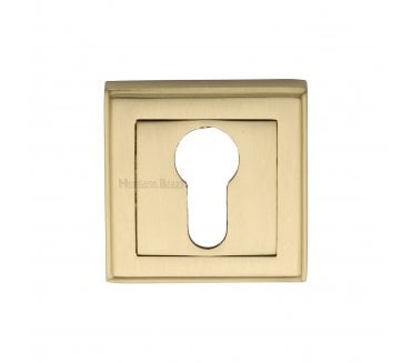 Heritage Brass DEC7020 Square Euro Profile Cylinder Escutcheon 54mm - Satin Brass
