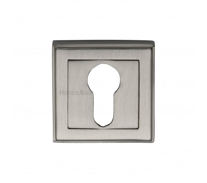 Heritage Brass DEC7020 Square Euro Profile Cylinder Escutcheon 54mm - Satin Nickel