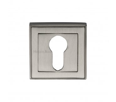 Heritage Brass DEC7020 Square Euro Profile Cylinder Escutcheon 54mm - Satin Nickel