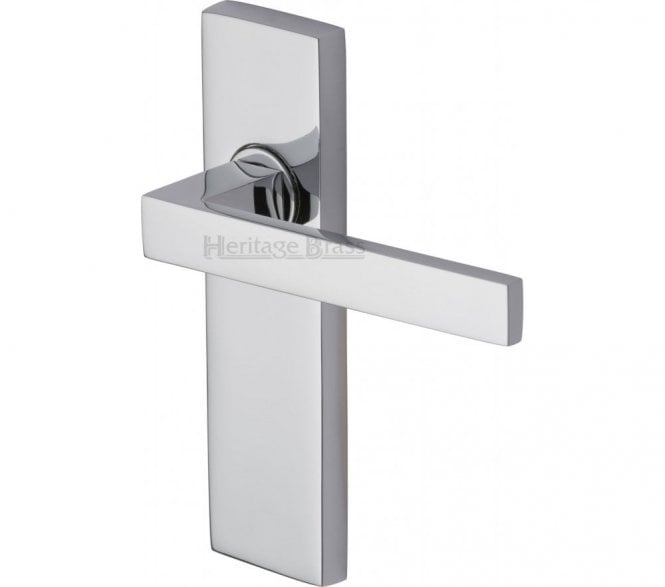 Heritage Brass Delta Door Handles On Backplate - Polished Chrome