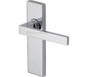 Heritage Brass Delta Door Handles On Backplate - Polished Chrome