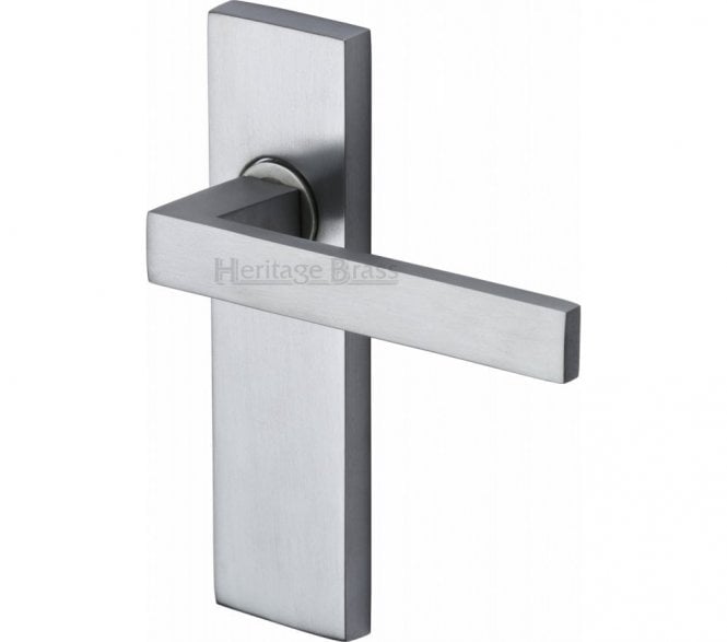 Heritage Brass Delta Door Handles On Backplate - Satin Chrome