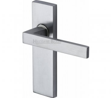 Heritage Brass Delta Door Handles On Backplate - Satin Chrome
