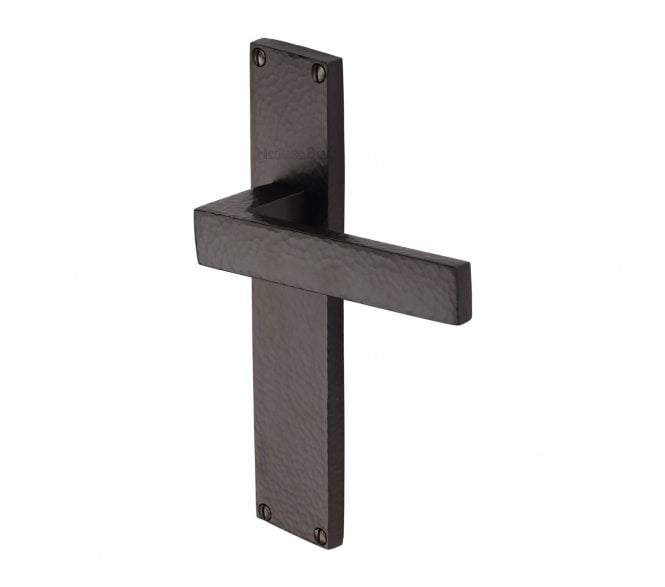 Heritage Brass Delta Hammered Lever On Long Backplate - Matt Bronze