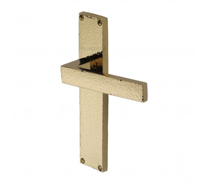 Heritage Brass Delta Hammered Lever On Long Backplate - Polished Brass