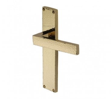 Heritage Brass Delta Hammered Lever On Long Backplate - Polished Brass