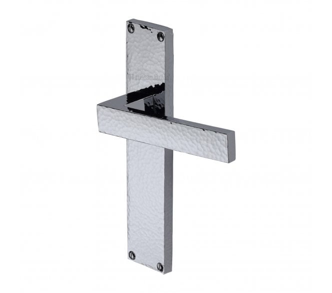 Heritage Brass Delta Hammered Lever On Long Backplate - Polished Chrome