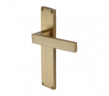 Heritage Brass Delta Hammered Lever On Long Backplate - Satin Brass