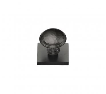 Heritage Brass Diamond Cut Designer Cabinet Knob on Square Backplate - Matt Bronze