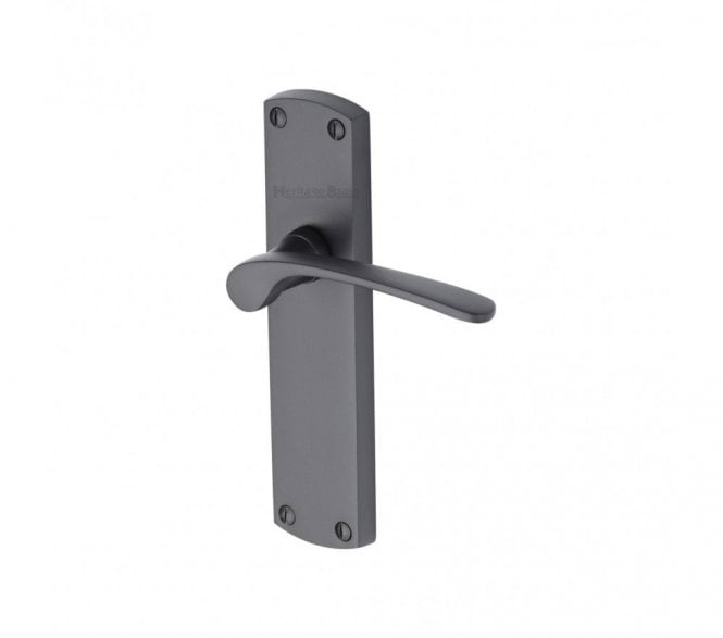 Heritage Brass Diplomat Door Handles On Backplate - Matt Black