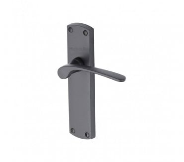 Heritage Brass Diplomat Door Handles On Backplate - Matt Black