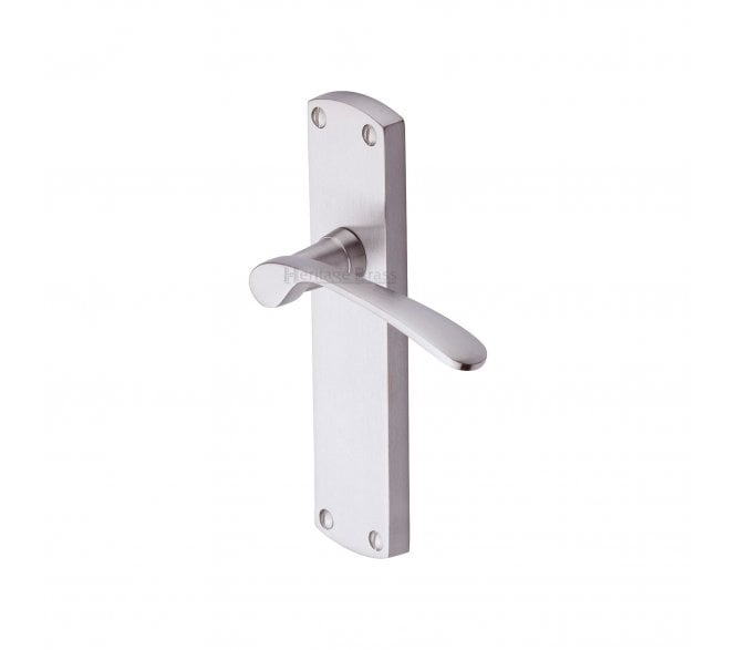 Heritage Brass Diplomat Door Handles On Backplate - Satin Nickel