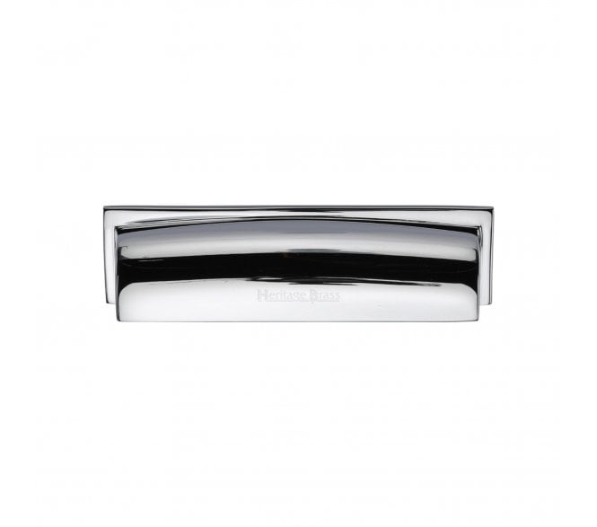 Heritage Brass Drawer Cup Pull Shropshire Design 76/96mm - Polished Chrome