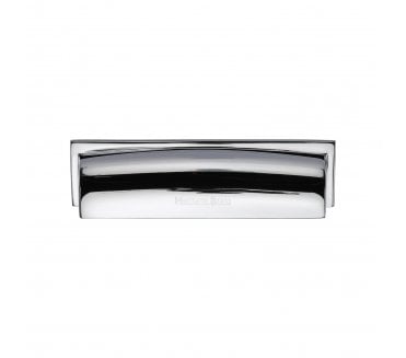 Heritage Brass Drawer Cup Pull Shropshire Design 76/96mm - Polished Chrome