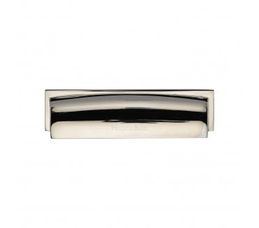Heritage Brass Drawer Cup Pull Shropshire Design 76/96mm - Polished Nickel