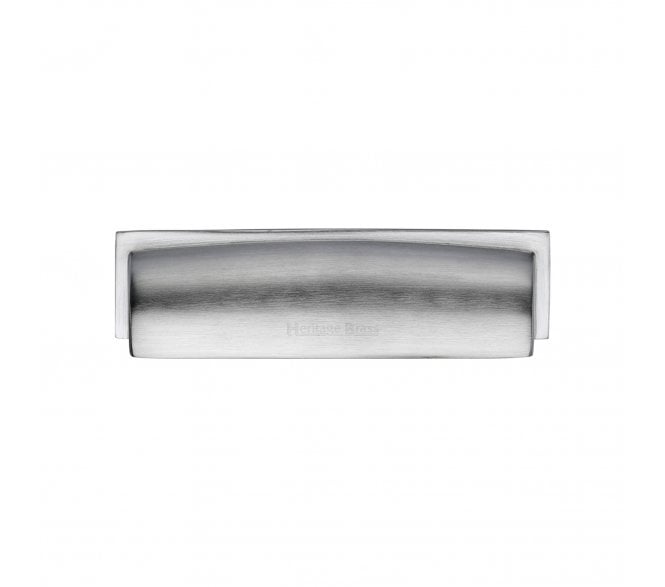 Heritage Brass Drawer Cup Pull Shropshire Design 76/96mm - Satin Chrome