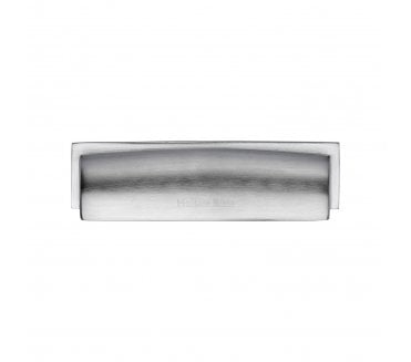 Heritage Brass Drawer Cup Pull Shropshire Design 76/96mm - Satin Chrome