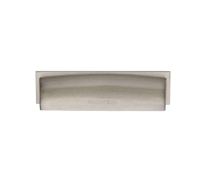 Heritage Brass Drawer Cup Pull Shropshire Design 76/96mm - Satin Nickel