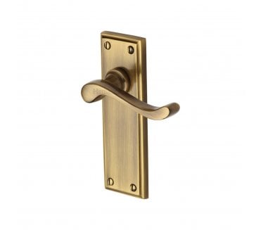 Heritage Brass Edwardian Door Handles On Backplate - Antique Brass