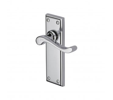 Heritage Brass Edwardian Door Handles On Backplate - Polished Chrome