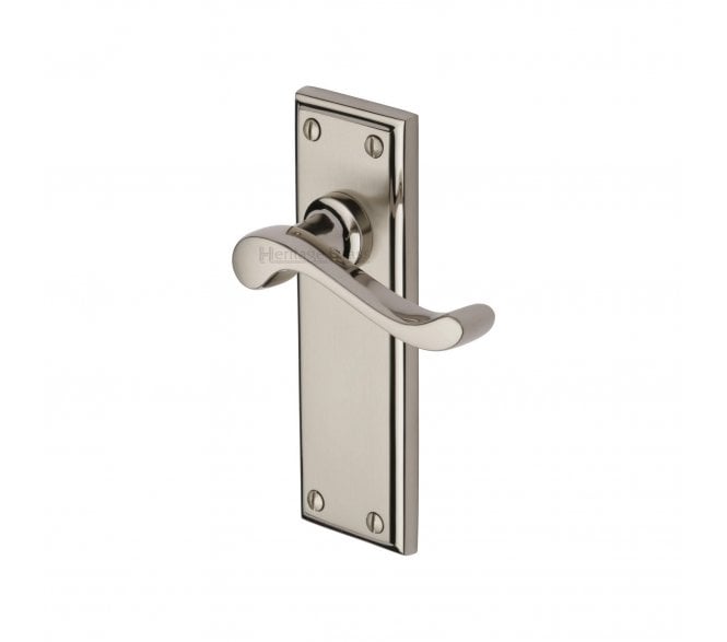 Heritage Brass Edwardian Door Handles On Backplate - Satin Nickel/Polished Nickel
