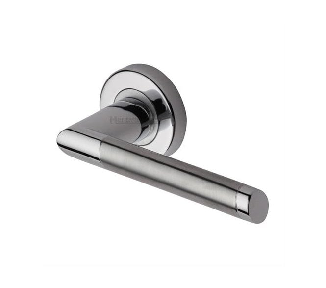 Heritage Brass Ellipse Lever On Round Rose - Polished/Satin Chrome