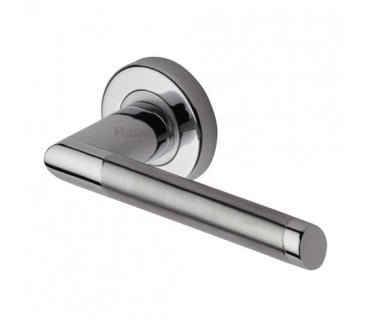 Heritage Brass Ellipse Lever On Round Rose - Polished/Satin Chrome