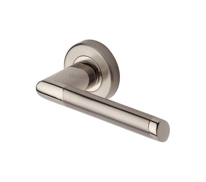 Heritage Brass Ellipse Lever On Round Rose - Polished/Satin Nickel