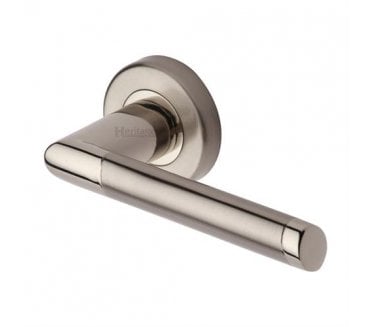 Heritage Brass Ellipse Lever On Round Rose - Polished/Satin Nickel
