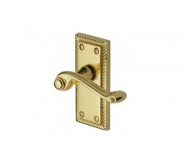 Heritage Brass Georgian Door Handles On Backplate - Polished Brass