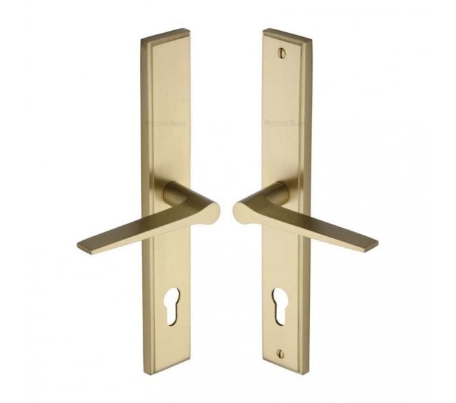 Heritage Brass Gio Multipoint Lock Handles, 92mm Centres - Satin Brass