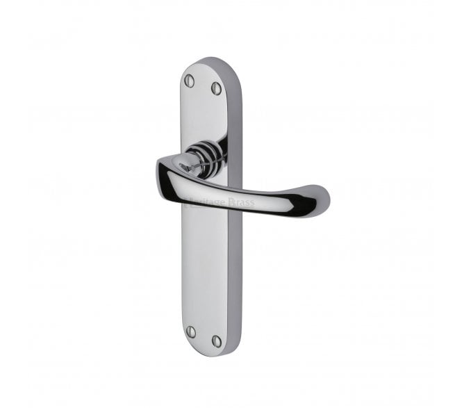 Heritage Brass Gloucester Door Handles On Backplate - Polished Chrome